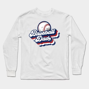 Retro Baseball Dad Red White Blue Long Sleeve T-Shirt